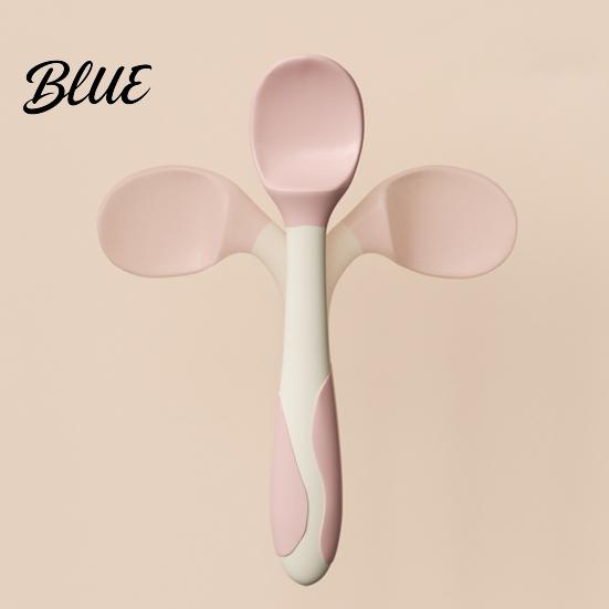 Cucchiaio per Bambini con Manico Curvo Forchetta da Allenamento e Set Utensili Flessibili Antiscivolo Bordi Arrotondati Antiscivolo Strumenti per l'Autosvezzamento/Alimentazione per Destri/Mancini