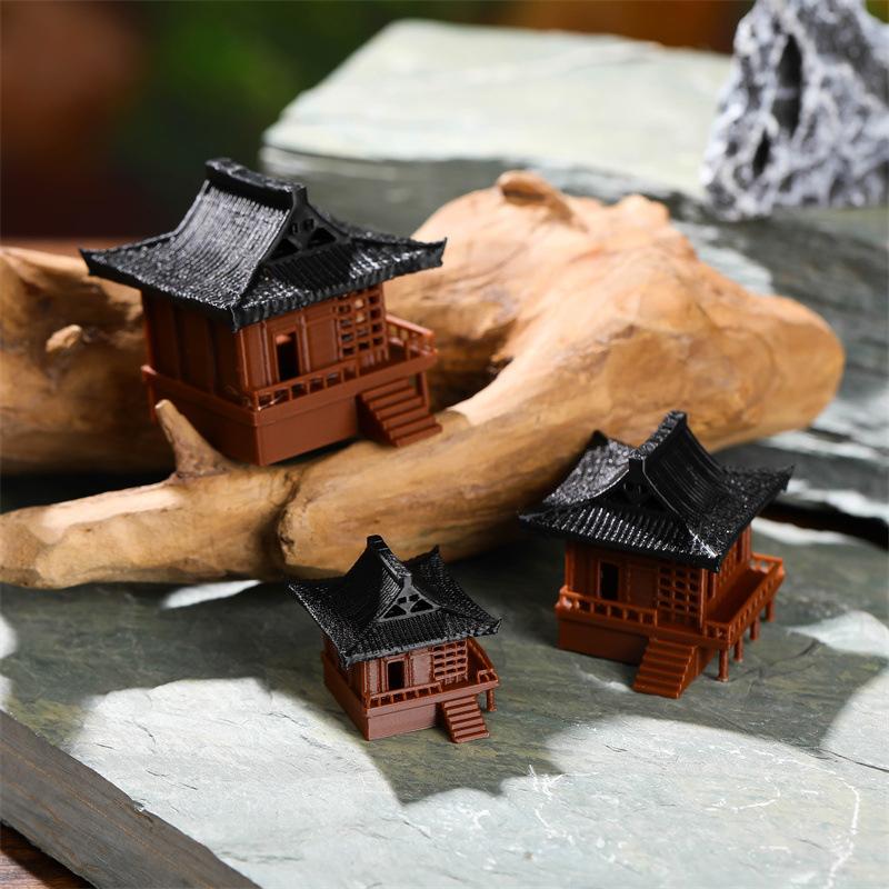 Pavilion Dekorationen Pagode Statue Outdoor Fisch Tank Schmuck Zen Garten Aquarium Ornament Bonsai Landschaftsbau