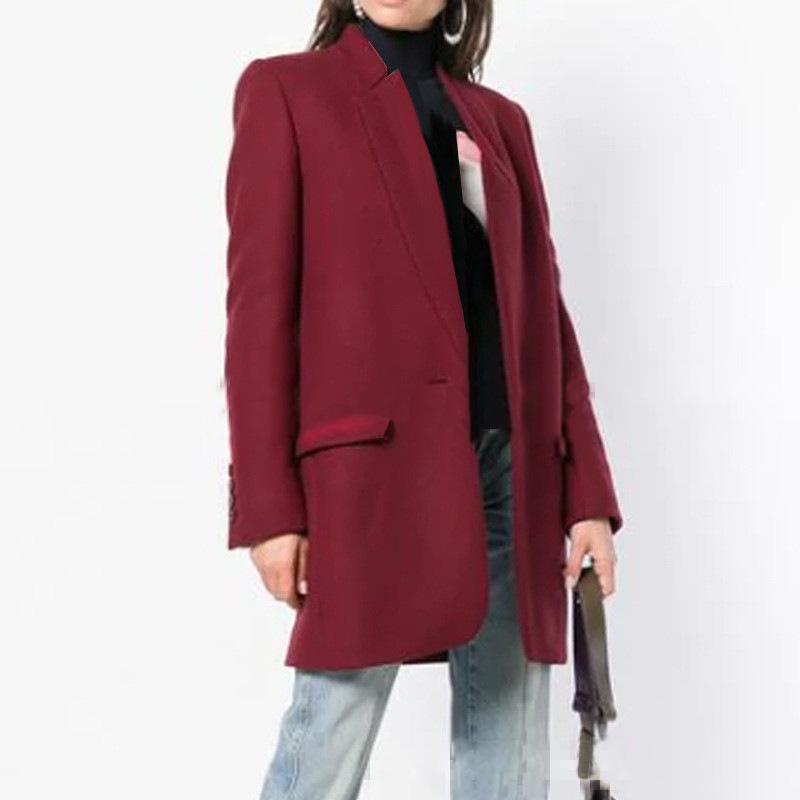 

Женское шерстяное пальто Jinhan приталенного силуэта с воротником-стойкой, двустороннее - Европейский/Американский стиль, в наличии, бесплатная доставка 3XL вино красного