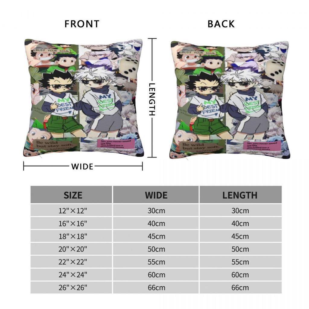 Hxh Gon And Killua Hunter Pillowcase Merch Soft Cushion Cover Throw Pillow Cover Seater Decoration Zipper Multiple Sizes