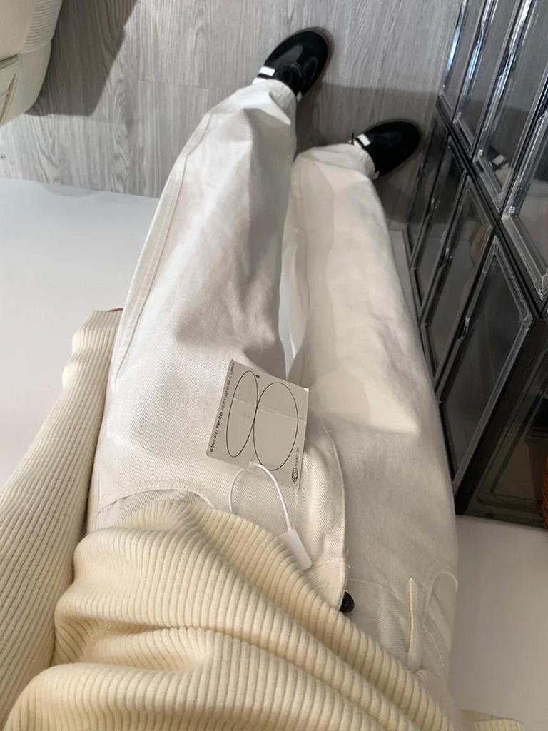 Women's Plus Size Wide-Leg Fluffy Jeans - Slimming Drape, Floor-Length (Autumn/Winter 2025)