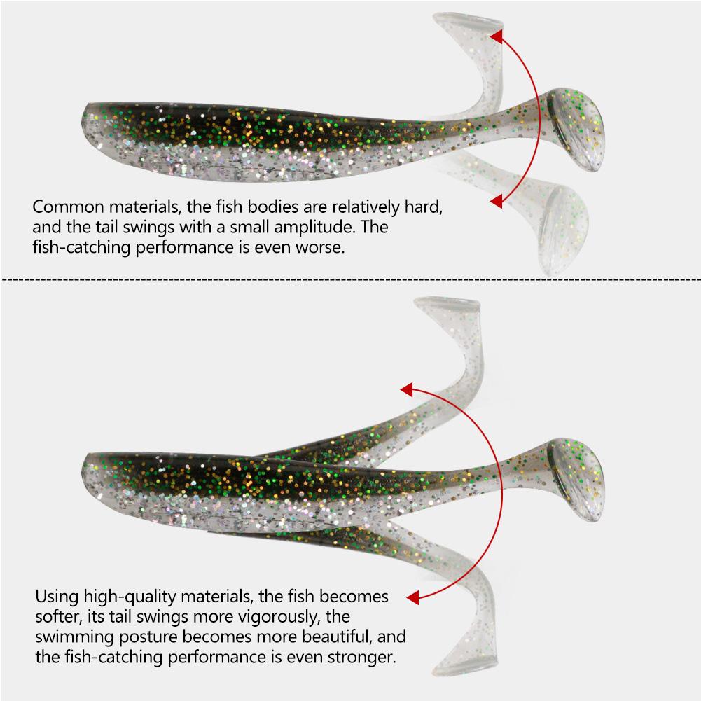 20PCS 5.5/6.5/7CM Big Fishing Lure Worm Silicone Easy Shiner Shad T Tail Soft Bait Ice Wobbler Swimbait Pesca Bass Pike Winter