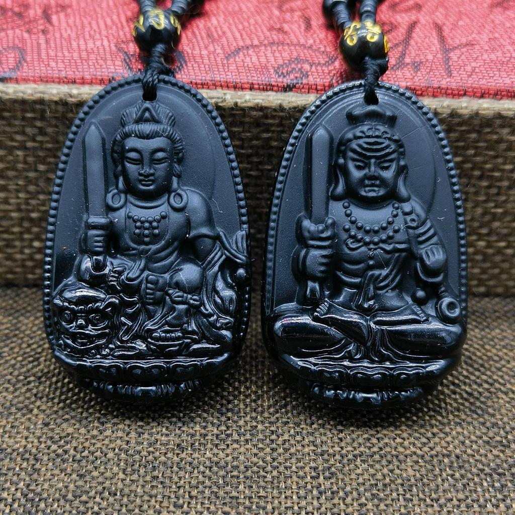 Obsidian Zodiac Pendant and Birth Buddha Charm – Eight Protectors Collection, Ideal for Gifts