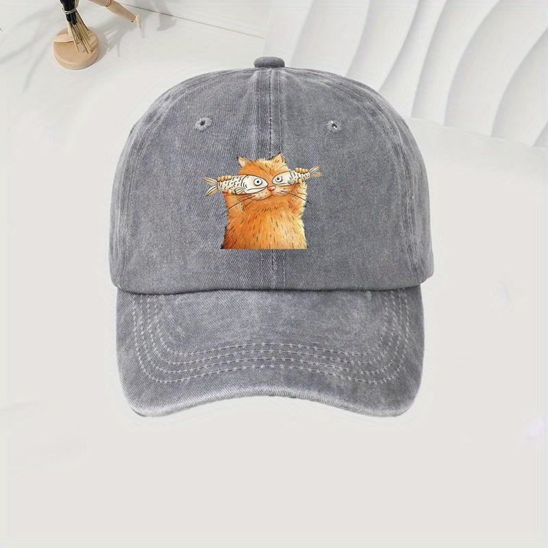 

Cute cat printed baseball cap for men and women, suitable for daily leisure and cute style outdoor travel equipment Adjustable сірий колір