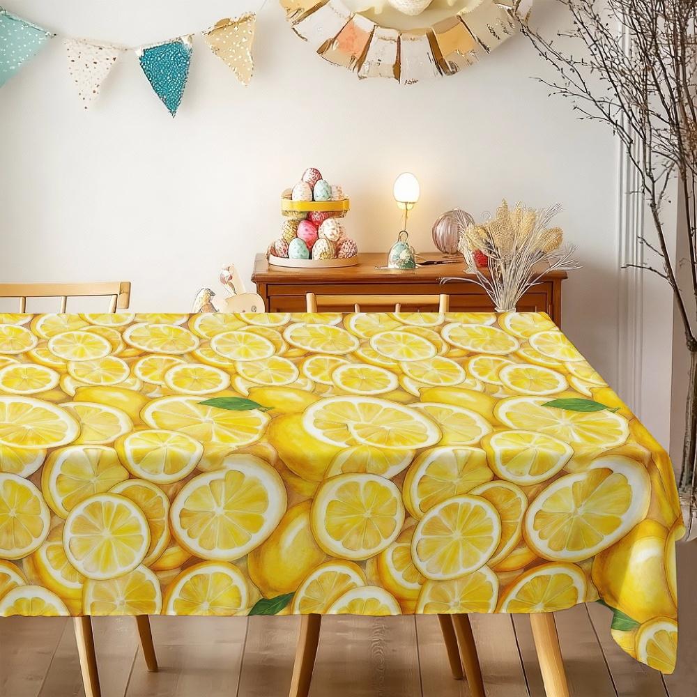 Lemon Print Rectangle Table Cloth for Table Decor Kitchen Dining Waterproof Reusable Tablecloth for Tables Holiday Party Picnic