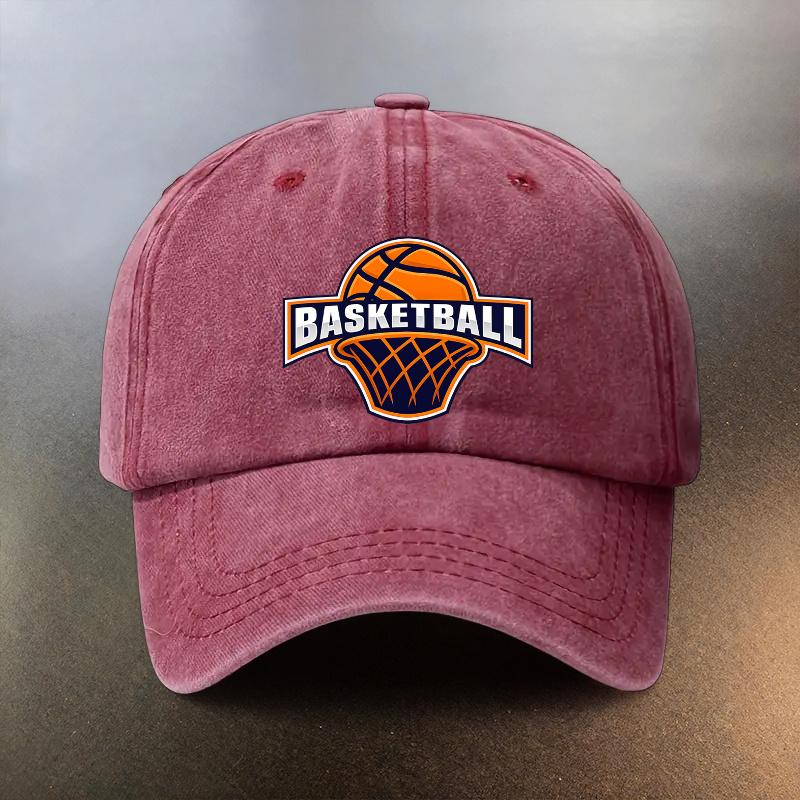 A Basketballthemed Printed Washed Hat a Daily Outing Sunprotection Baseball Cap a Musthave Fashionable Couples Hat Featur