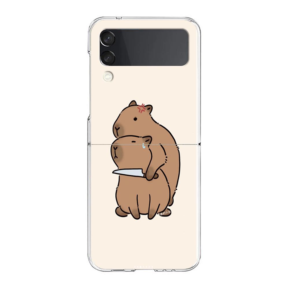 

Чехол для телефона с изображением капибары из мультфильма для Samsung Z Flip 4 5, тонкий прозрачный чехол из прочного поликарбоната для Galaxy Z Flip 3 5 Galaxy Z Flip