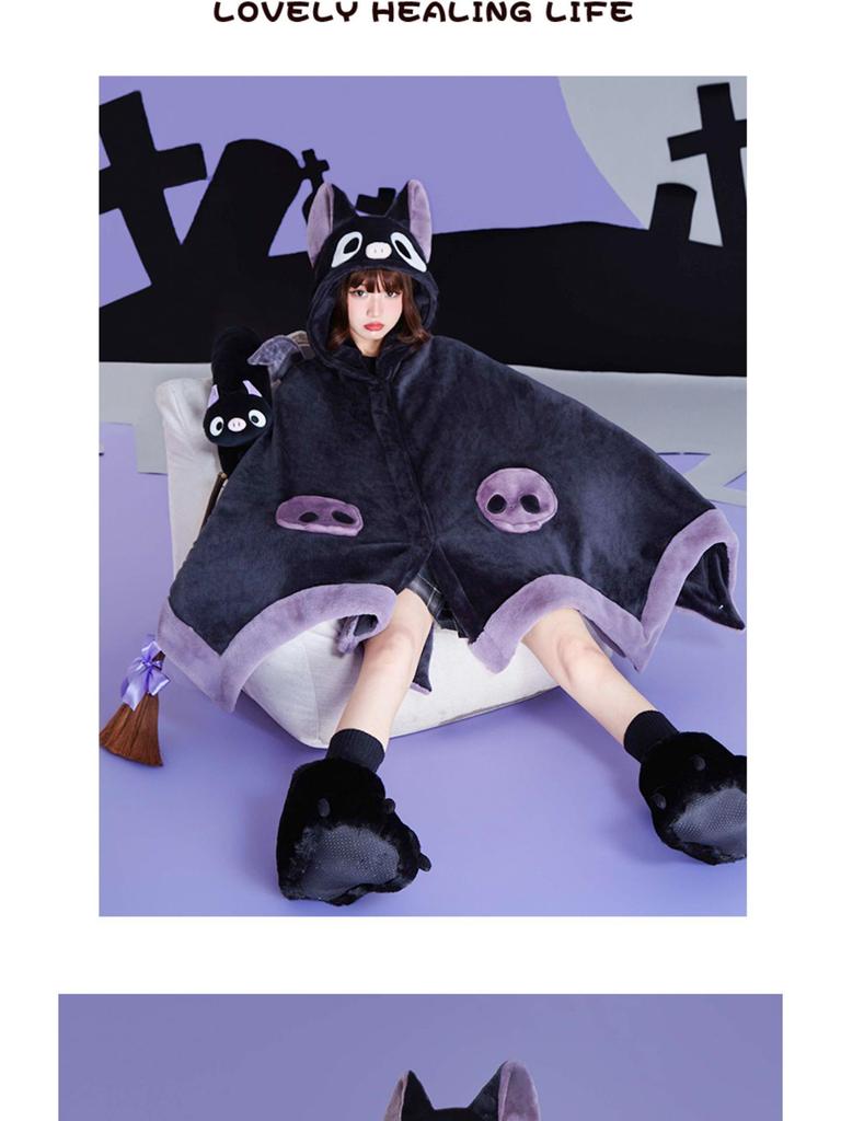 Luna's Little Bat Hooded Coral Fleece Blanket & Sleep Robe