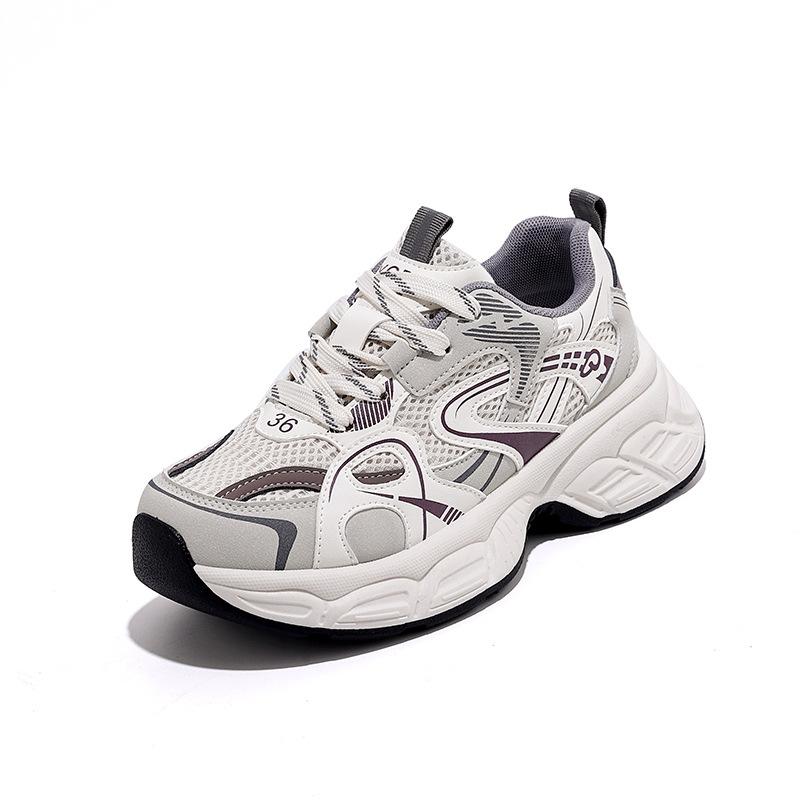 Daddy Shoes Female Student 2025 Spring New Breathable Height Increase Casual Ins Tide Super Fire Running Sneakers KT268