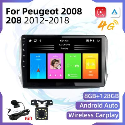 2 Din Android sztereó Peugeot 2008 208 2012-2018 autórádió képernyő multimédia navigáció fejegység GPS autó audio lejátszó