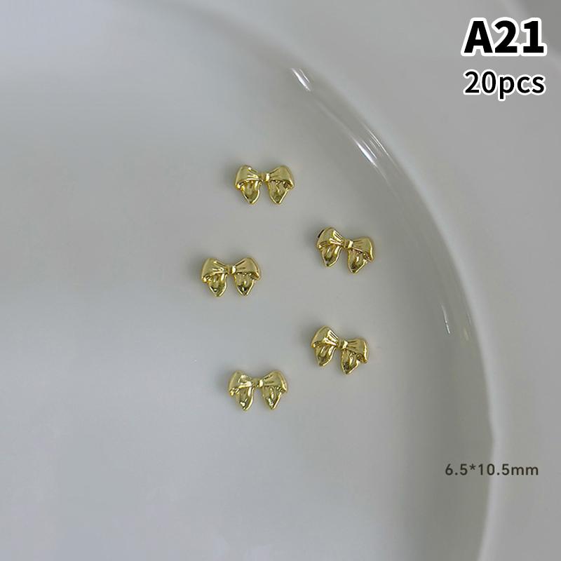 20 stuks Legering Lint Strik Nagel Charms Platte Achterkant Strikje Nagellak Decoraties Luxe Metaal Strikje Manicure