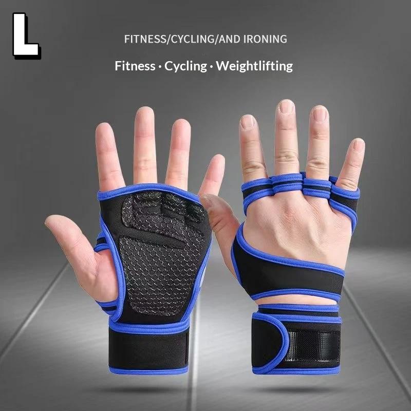 

1 Pair Weightlifting Training Gloves For Men Women Fitness Sports Bodybuilding Gymnastics Gym Hand Wrist Palm Protector Gloves L синий
