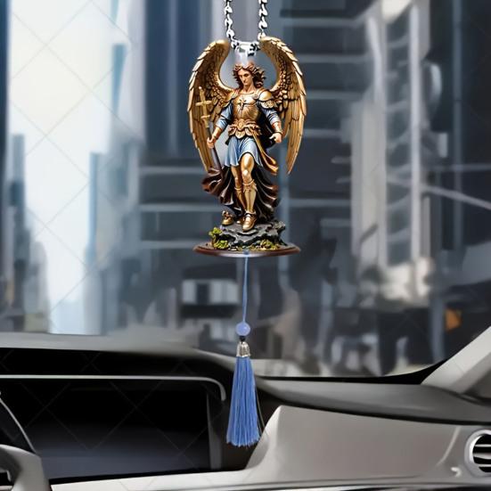 Car Angel Ornament Acrylic Flat Hanging Decor with Lanyard Reusable Holiday Pendant for Rearview Mirror Window Wall Tree Gift Decoration