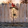 Easy Install Stake Lights Red Bird Solar Garden Light, Waterproof Landscape Lamp with Warm Glow, Ornaments for Lawn Flower Bed Outdoor Metal