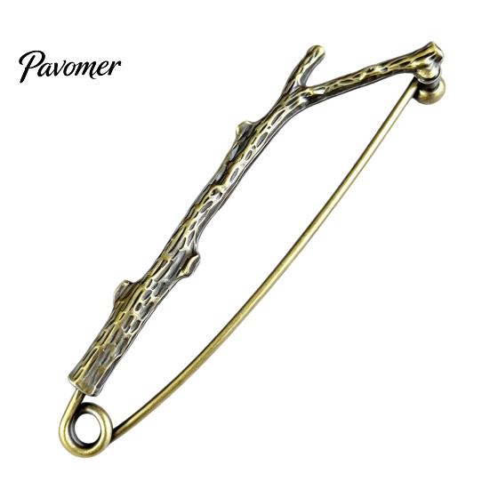 Bronze Safety Pin Vintage Pin, Large Feather Bird Leaf Flower Lapel Elegant Men Women Brooch for Coats, Jackets, Hats, Bags Durable Metal