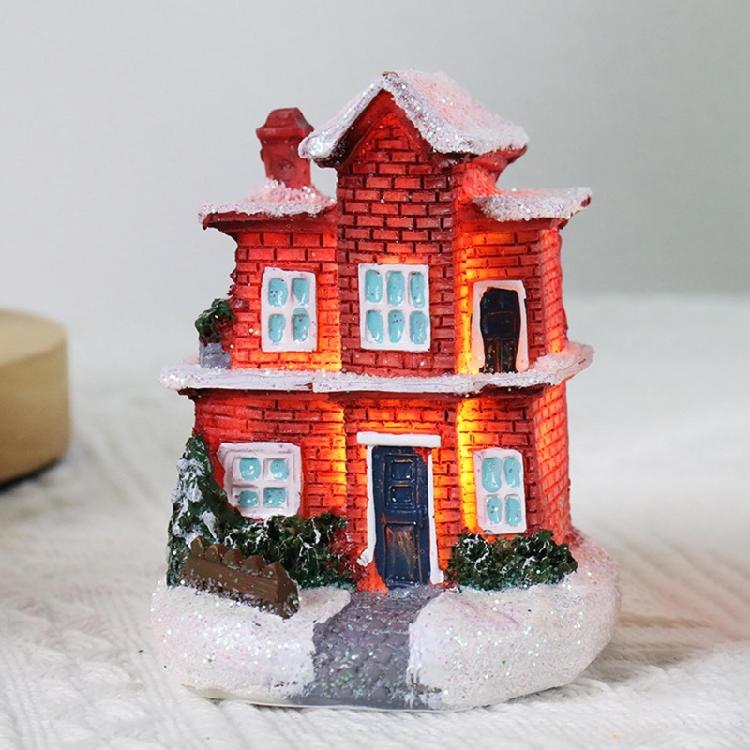 Christmas LED Village House Figurines Luminous Small House Christmas Decoration