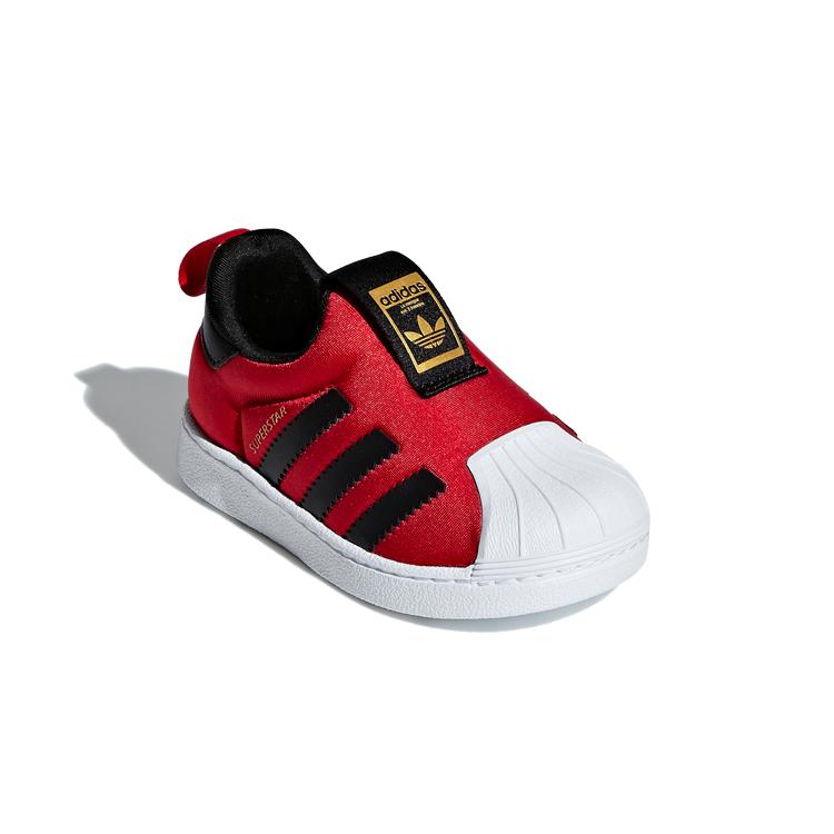adidas Originals Superstar 360 I Fabric Slip Resistant Low Top Toddler Shoes Red Black Infant And Toddler CG6581