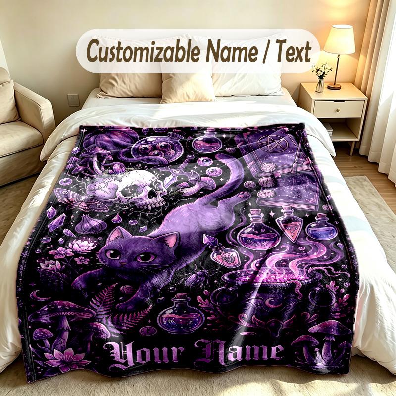 Fantasy Magic Theme Soft Blanket Personalized Custom Name Text Print Warm Blanket Home Sofa Bedroom Decor