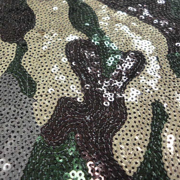 1yard African Lace Sequin Embroidered Fabric Camo Embroidery Cloth 3MM Beaded Lace Sequin Fabrics for DIY Sewing Clothing