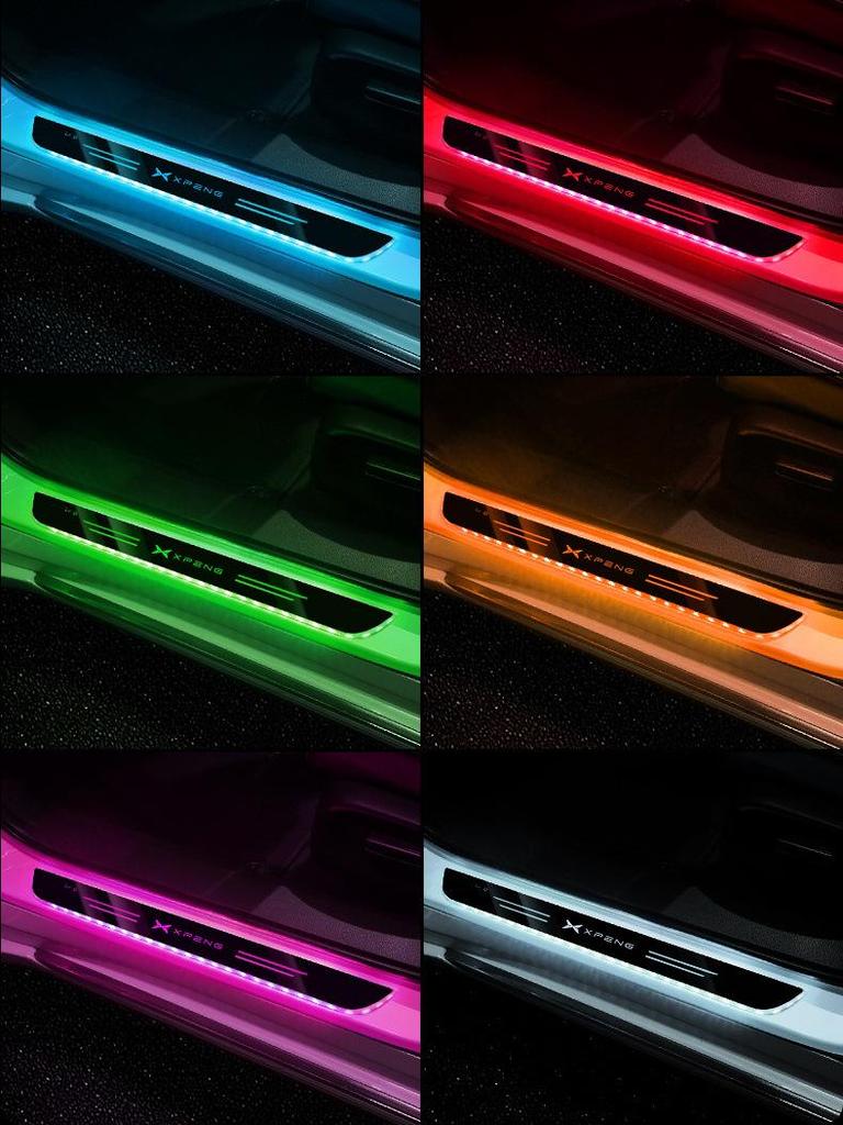 XPeng Car Luminous Door Sill Light - No Wiring Needed, Colorful LED Ambient Welcome Lights