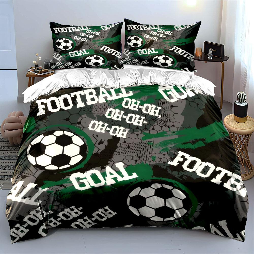 Football-Themed Three-Piece Set For Sports Kid'S And Adults' Bedroom Decor, Exquisite Three-Piece Bedding Set Gift