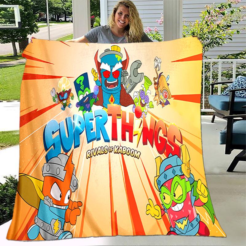 1pc Blanket Superthings3 Print Design, Lightweight Blanket for Sofa, Bed- Soft &Warm, Gift for All Seasons like Christmas, Halloween