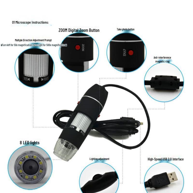 Miling 1600X 2-in-1 Mobile Digital Microscope & Magnifier