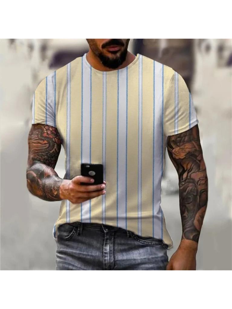 3D Printed Street Hip Hop Men Women Stripe Print T-Shirt Daily Casual Oversized Sportswear Gym Tops Ropa Hombre Summer Short Sleeve Tees