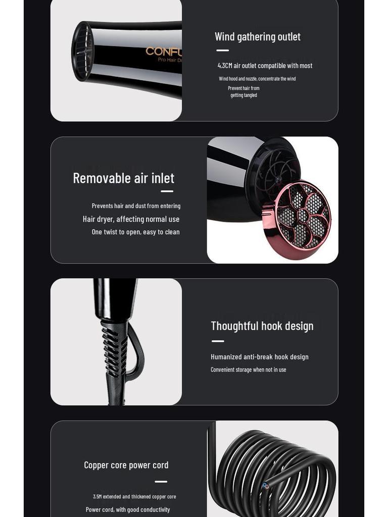 Kangfu Professional High-Power Hair Dryer for Quick Drying at Home or Salon