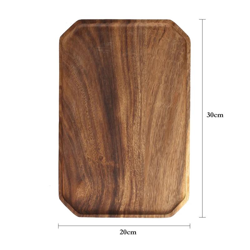 Wooden Tea Tray Acacia Wood Plate Serving Tray Large Appetizer Fruit Snack Food Plate Coffee Dishes Serving Platter Tableware