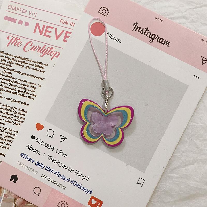 New Cute Butterfly Phone Strap Pendant Keychain Phone Charm Phone Chain Versatile Bag Hanging Decoration