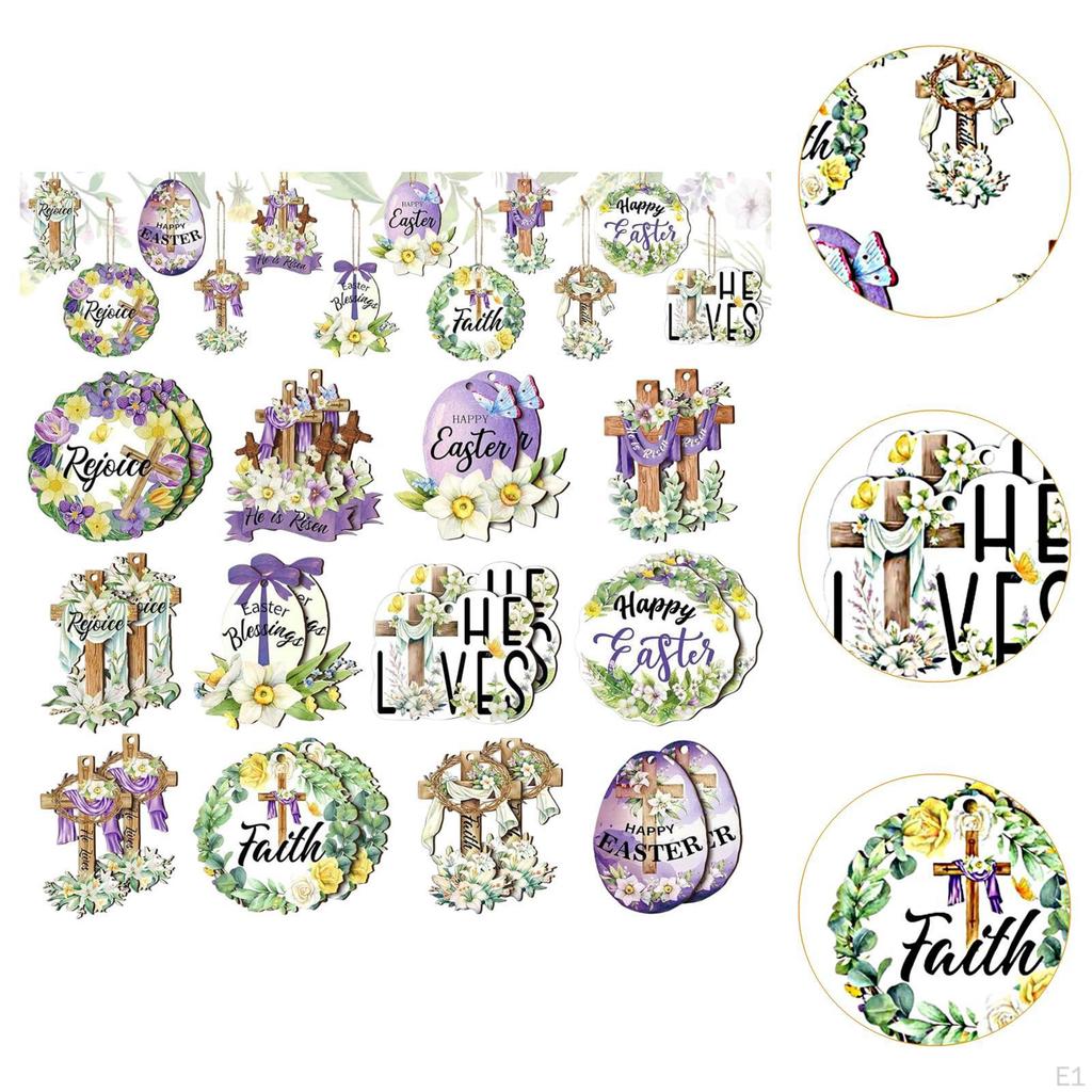 24x Oster-Holzanhänger zum Aufhängen Partyzubehör Frühlingsbaumschmuck Dekoschild für