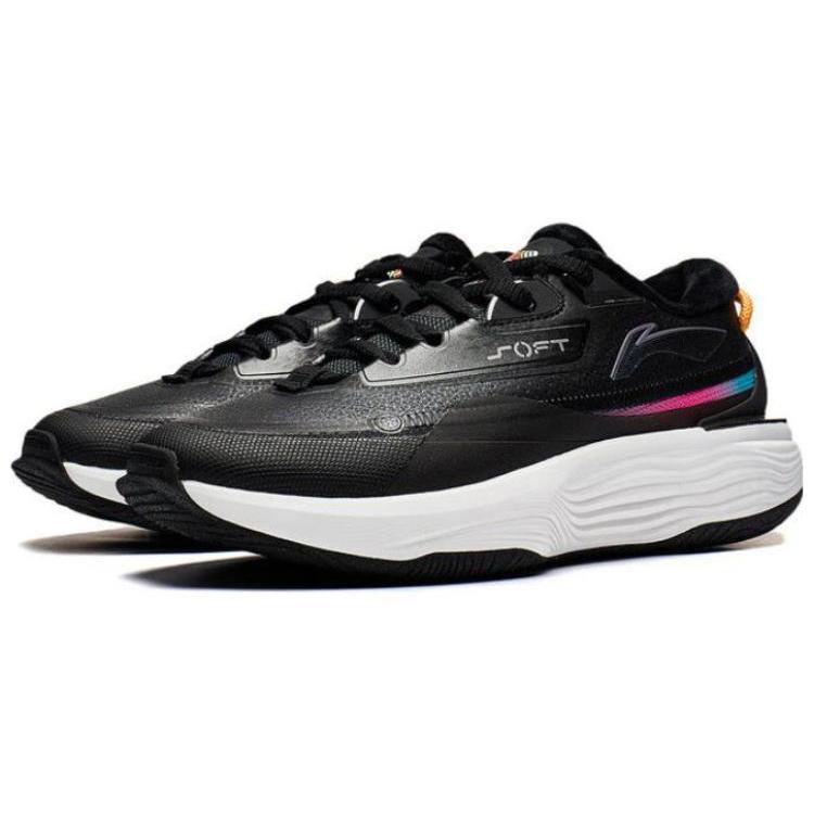 Li Ning SOFT WARM Thermal Low top Casual Shoes Men's Black Radiant Orange Fleece lined AGLT123-2