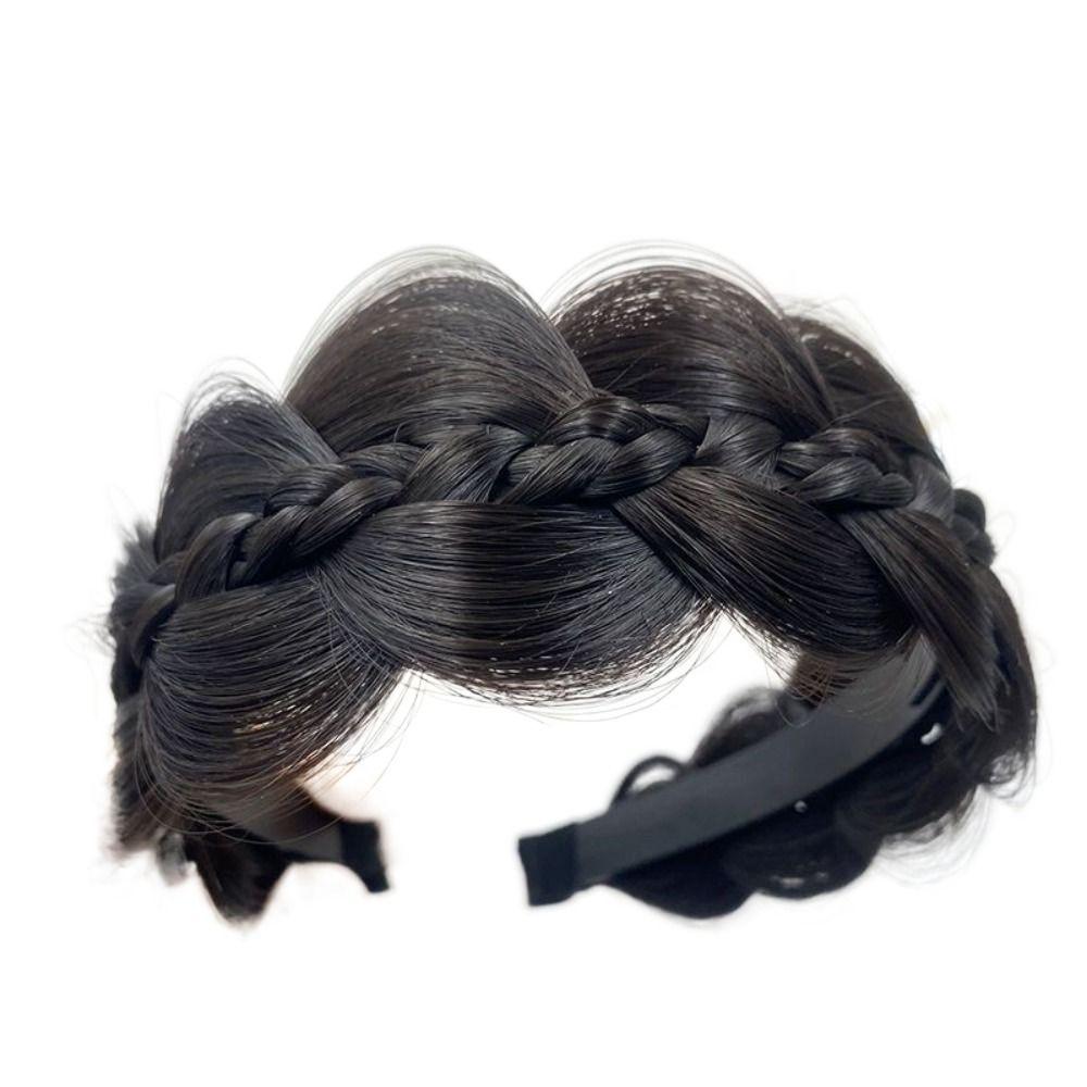 Non-slip Fishbone Braid Headband Wide Women Hair Hoop Twisted Wig Headband Daily Casual