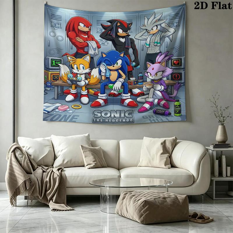 Sonic Hedgehog Wall Tapestry Aesthetic Wall Hanging Printed Fabric Blanket Decorative Tapestries For Bedroom Living Room Home Decor