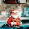 Flat Acrylic Surface Christmas Santa Car Pendant In Cartoon Style For Gift
