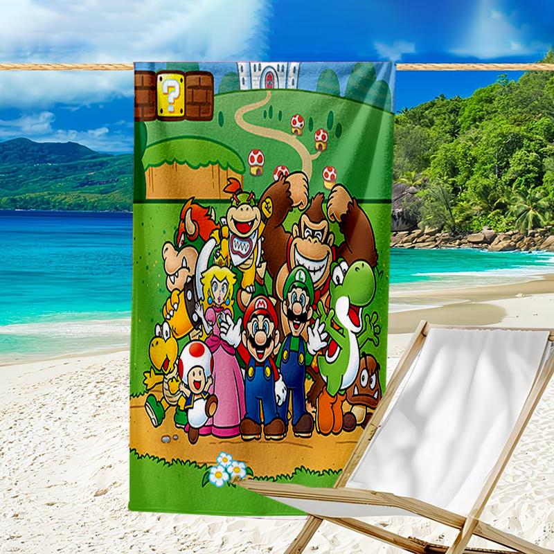 proof beach towel with a Super Mario1 pattern - soft,absorbent,quick-drying,machine washable - perfect for swimming,camping,bathing