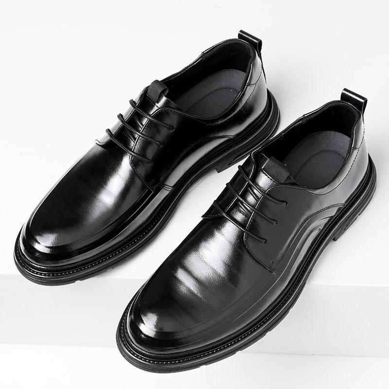 First Layer Cowhide Men's Shoes New Autumn Business Dress Leather Shoes Men's British Trend Leather Young Single Shoes Men's