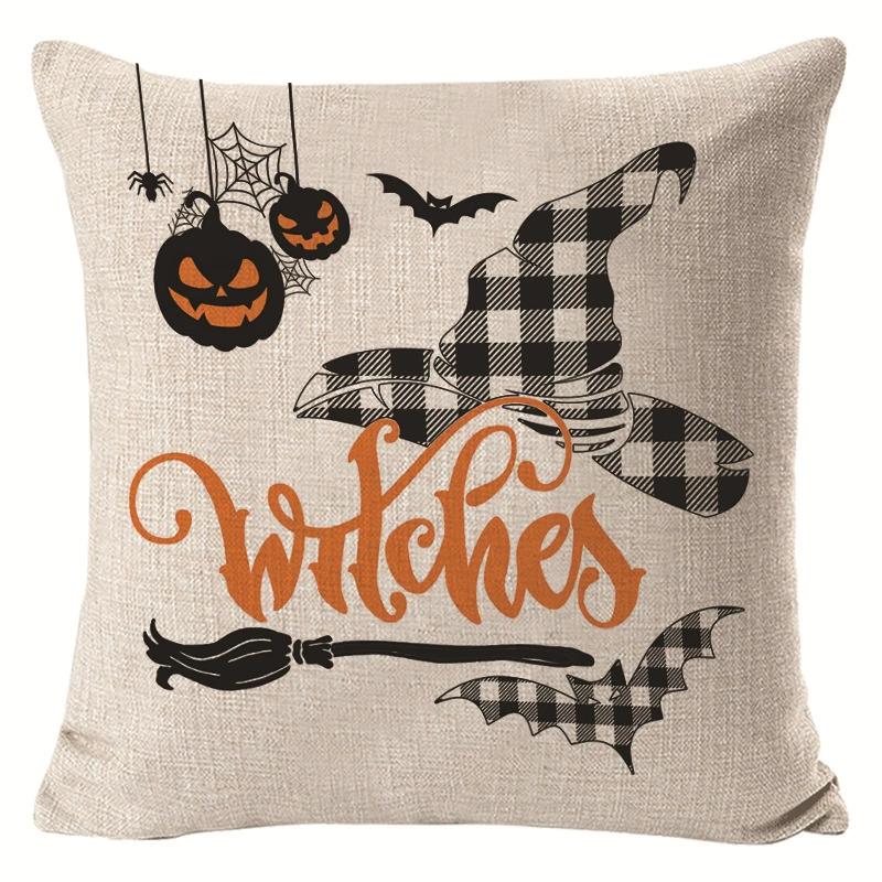 Creative Halloween Decoration Cushion Cover Classic Skull Pumpkin Series Printed Pillowcase Terrifying Bat Pillow Cover