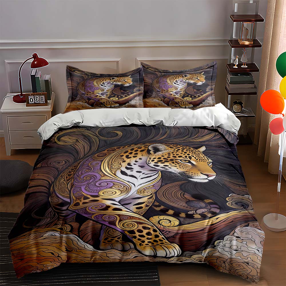 

Leopard, swirls, artistic. Bedding Duvet cover sets Duvet covers Pillowcases gifts (1 * Duvet Cover 2 * Pillowcases, without duvet insert) 135x200cm