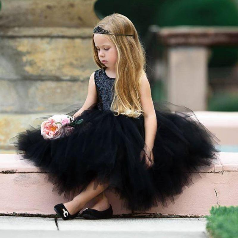 Kids Baby Sequins Flower Girl Dress Tutu Party Dress Backless Bridesmaid Dresses