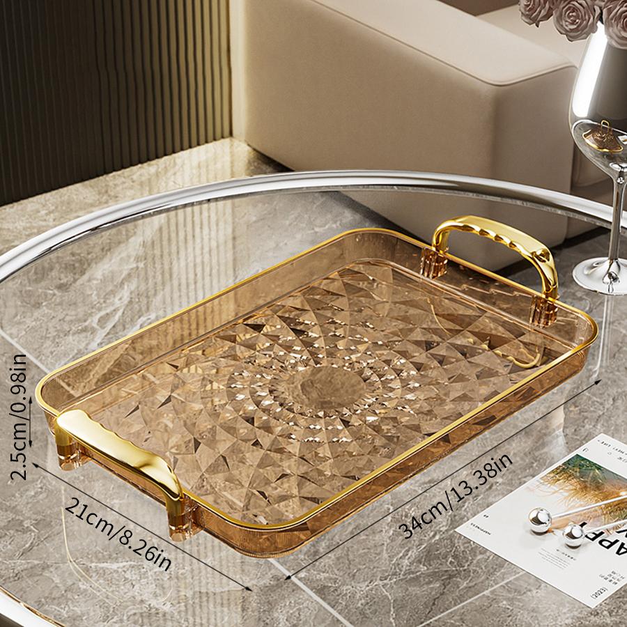 Clear Plastic Storage Tray Large Capacity Dessert Fruit Tray Plate Double Handle Jewelry Decorative Tray Home Kitchen Organizer