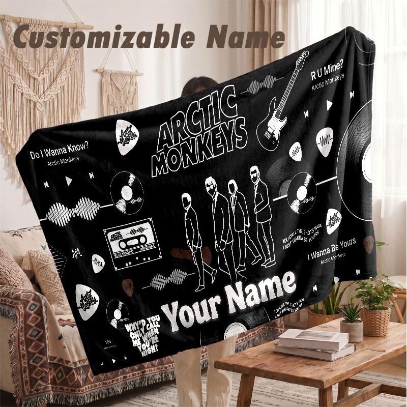 Custom Name Flannel Blanket,Arctic Monkeys Lightweight Warm Bed Blanket For Couch & Holiday Gift