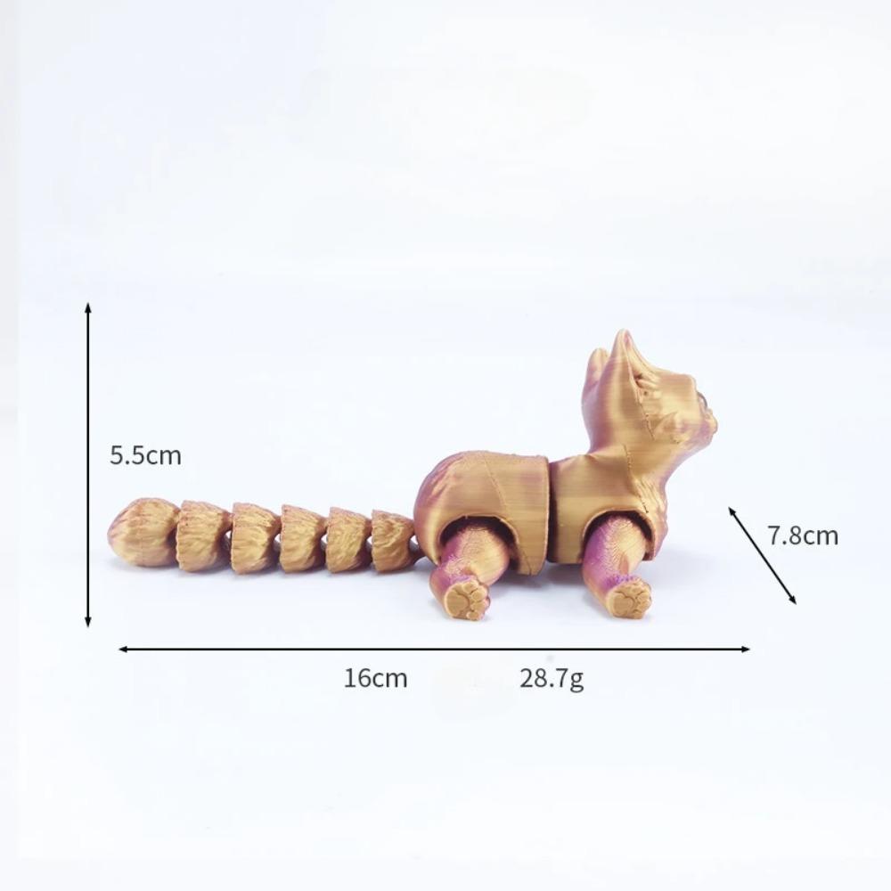 3D Printed Mini Cute Cat Figure Multi-joint Movable with Glittering Eyes for Room Decoration Accessories Kids Gift