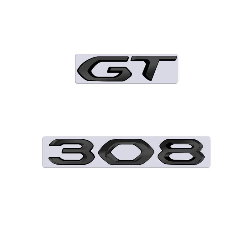 For Peugeot 308 GT Car 3D Metal Letters Logo Badge Decals Sticker Car Auto Rear Trunk Alphabet Emblem Styling Stickers