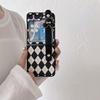 Rhombus Pattern Is Suitable for Samsung ZFlip3/4 Mobile Phone Case Folding Screen Zflip5/6 Cartoon Mickey Wristband Protective Case.