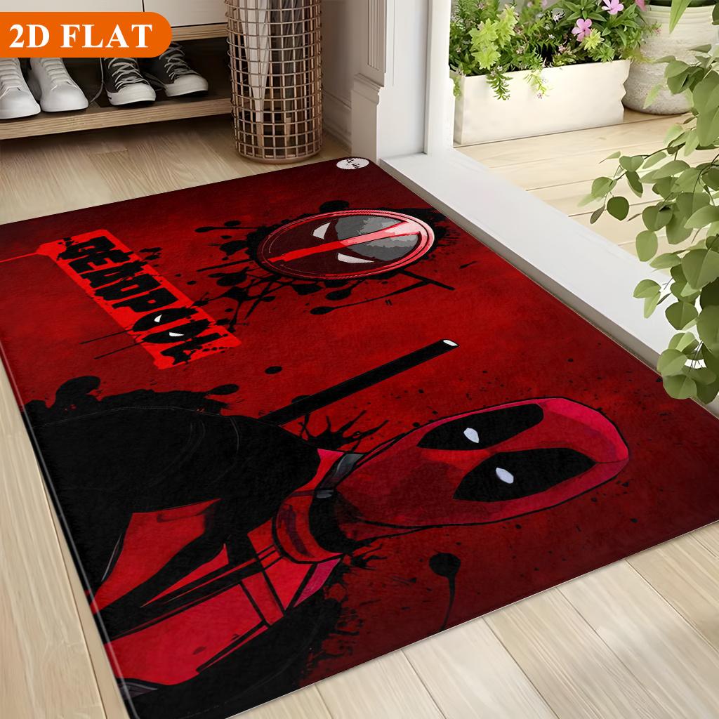 1pc MARVEL Deadpool Bath Mat & Rug Suitable for Bathroom, Non-Slip Large with Iconic Deadpool Poster, Machine Washable Flannel