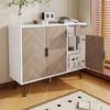 Modern Storage Cabinet, Sideboard in White and Wood Look with Drawer and Height-Adjustable Shelves (90 x 30 x 71.5 cm)