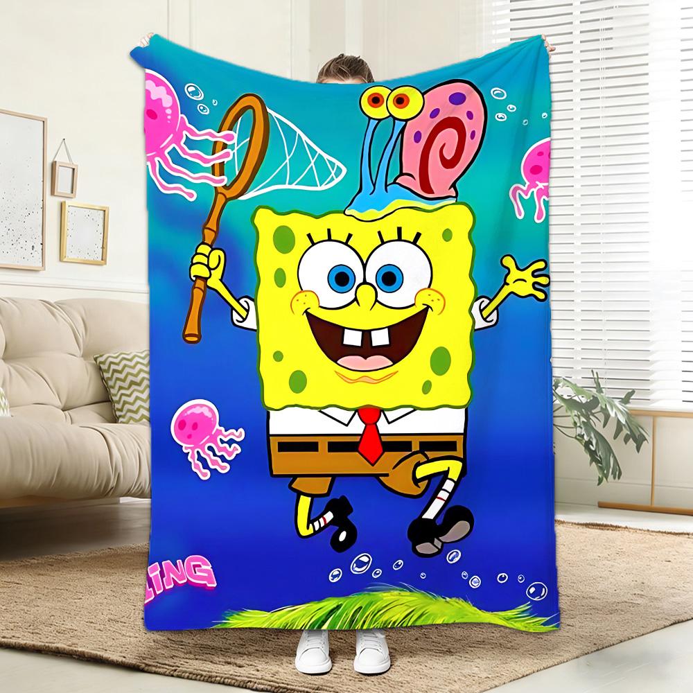 Throw Blankets for Beds Kawaii S-Spongebob All year Blanket Bedspread on the Bed Bedspreads and Coverlets Camping Anime Sofa Nap