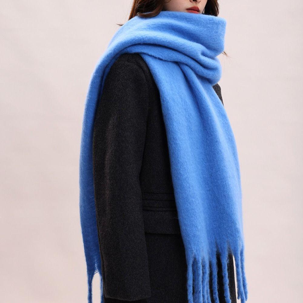 Mohair Winter Wool Scarf Plush Long Shawl Elegant Winter Cashmere Scarves  Girl